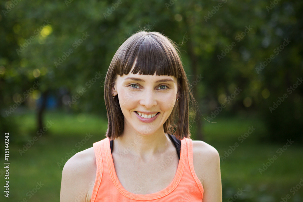 portrait fitness woman after training outdoors

