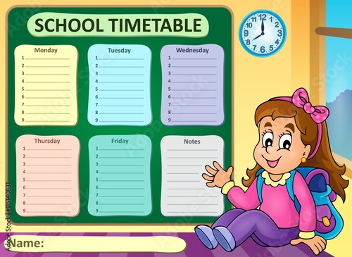 Weekly school timetable theme 7