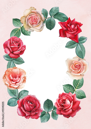 Watercolor illustrations of a rose flowers. Perfect for greeting