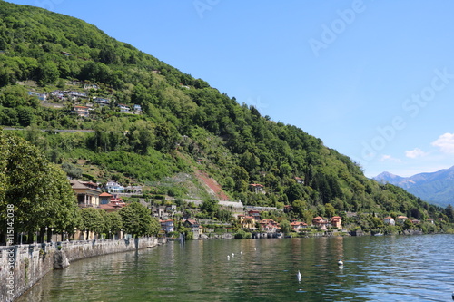 Waterfront of Cannero Riviera at Lake Maggiore, Piedmont Italy