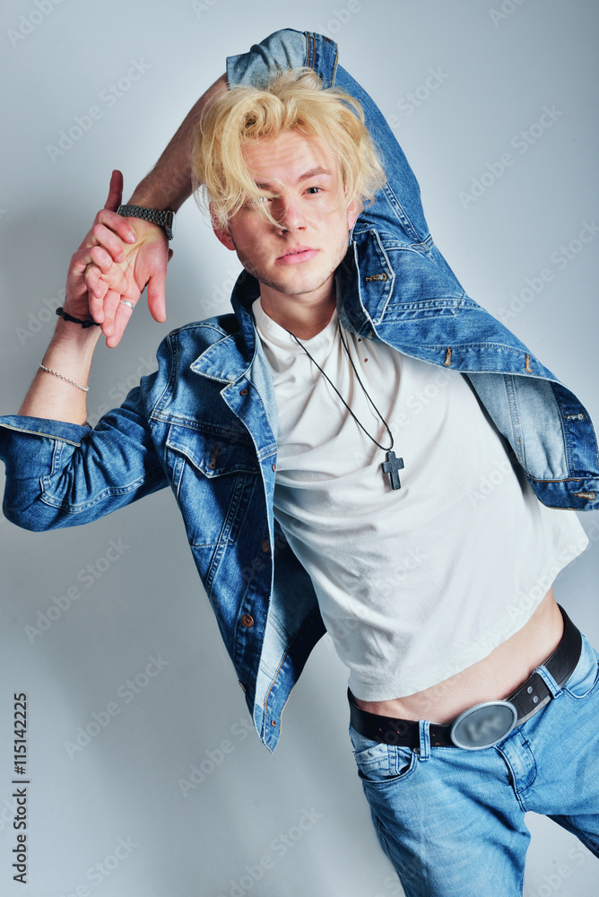 Young Male Model Posing in Studio Stock Photo - Image of casual,  enticement: 90361828