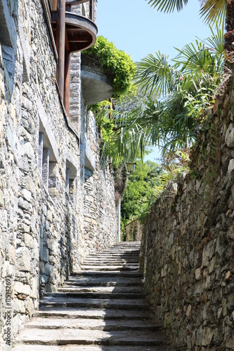 Typical old street in Cannero Riviera, Lake Maggiore, Piedmont Italy photo