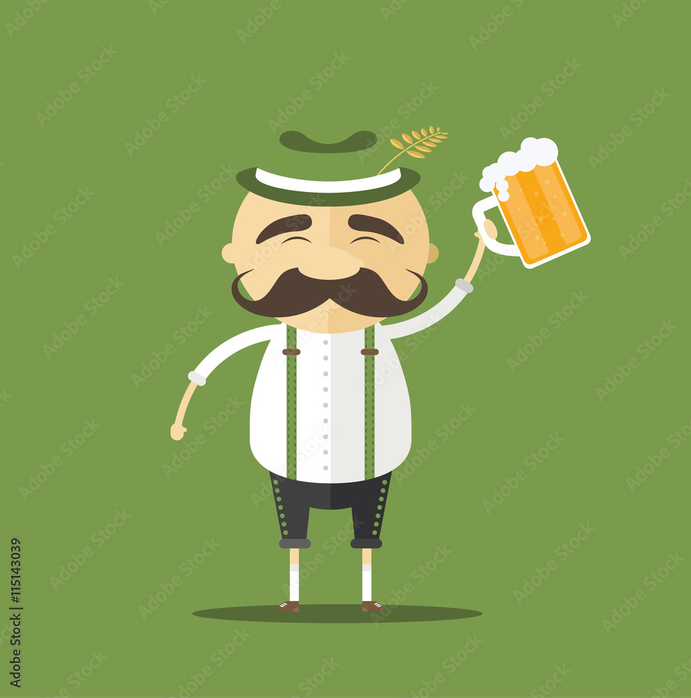 Netter Bayer in Lederhose mit Maß Bier in der Hand - Vektor Stock ...