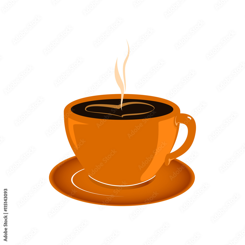 Obraz premium Cup of Tea, a Cup of Coffee Isolated on White Background, Vector Illustration