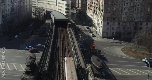 Aerial Transit River Bridge Moscow Subway photo