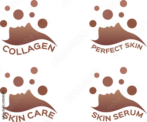 collagen , skin , serum icon logo and vector