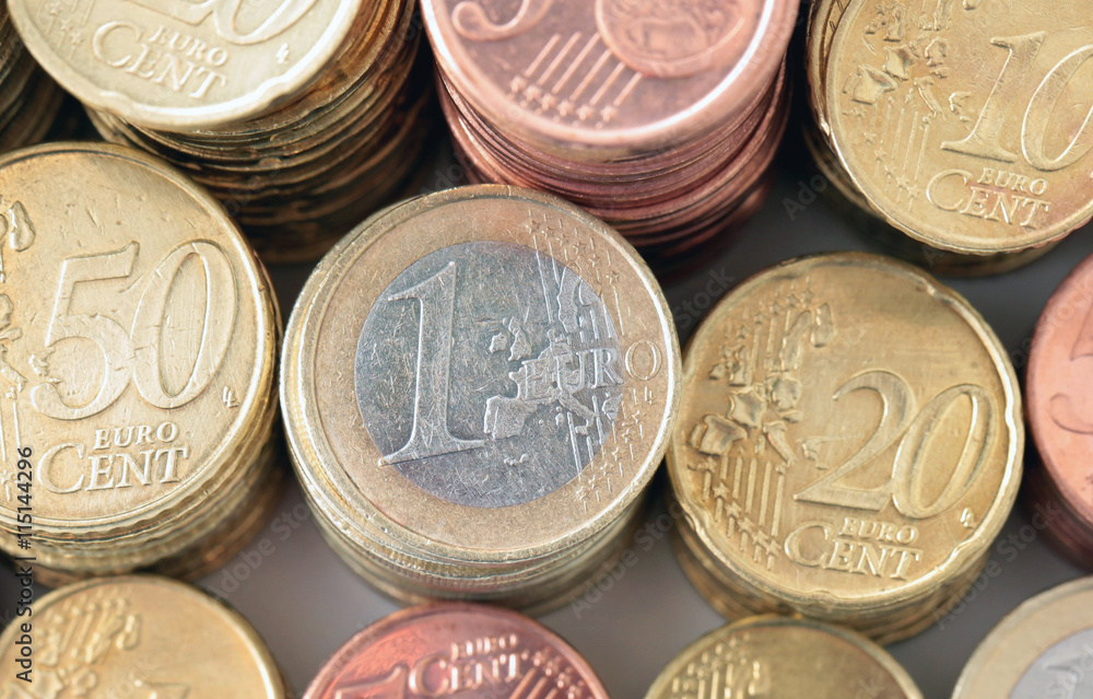 Close up of euro coins Close up of euro coins