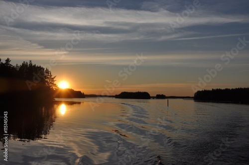 Sanset, Saimaa lake in Finland. 