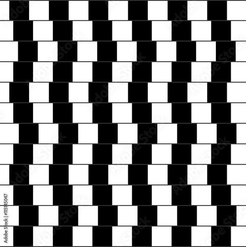 Illusion of deception. Black squares in the context of a straight line. Background.