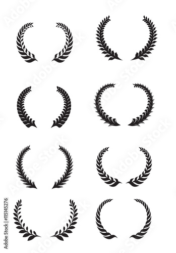laurel wreath set. wheat set vector frame elements of success