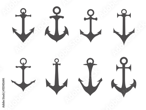 anchor set grayscale vector symbols design collection
