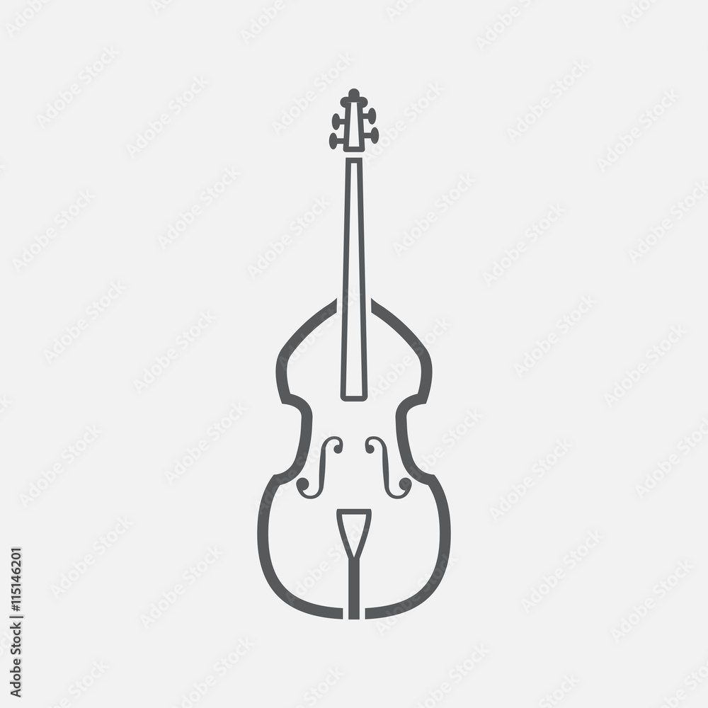Contrabass line icon, outline vector logo illustration, linear pictogram isolated on white