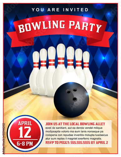 Bowling Party Flyer Template Illustration