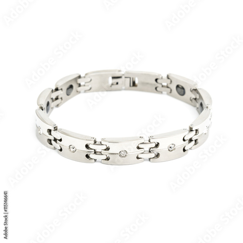 Fashion silver bracelet isolated on white

