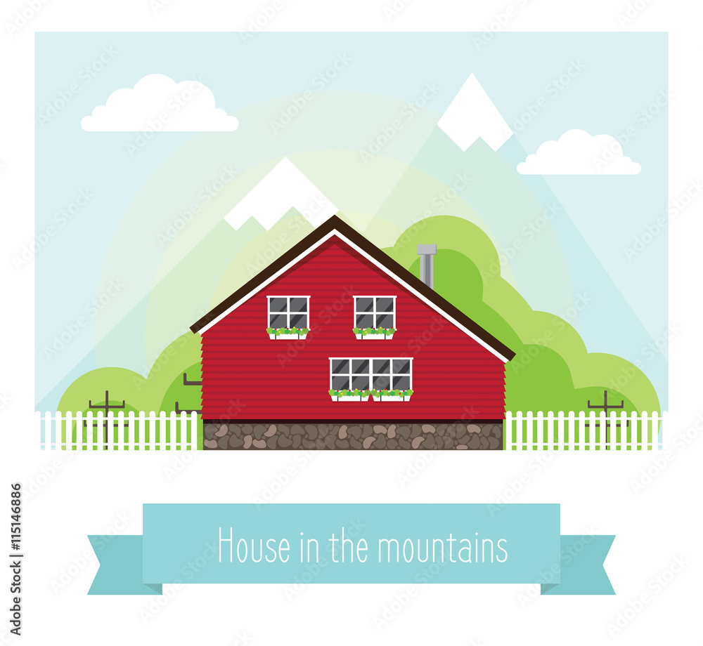 Obraz Ilustracja domu w górach