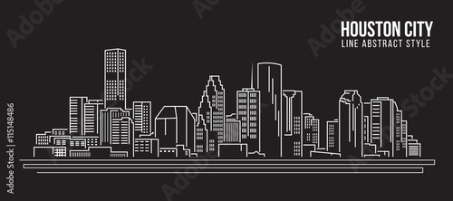 Cityscape Building Line art Vector Illustration design - Houston city photo