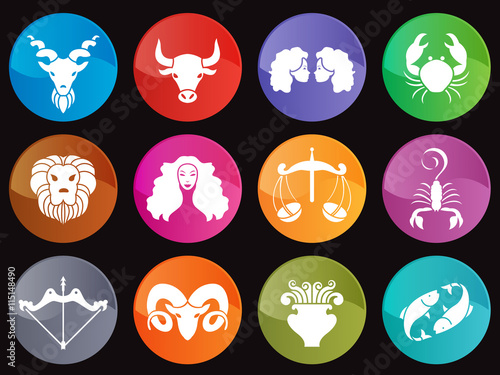 Horoscope in circle icon sign vector set design