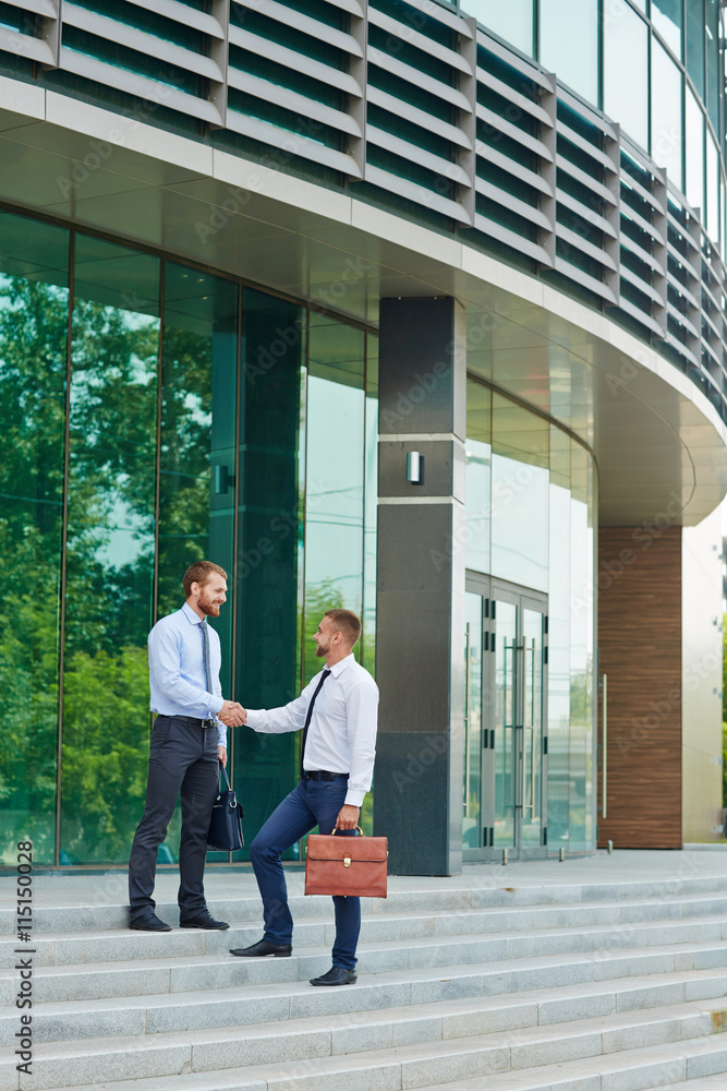 Greeting colleague Greeting colleague