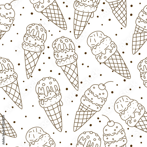 Seamless pattern with sweet ice cream
