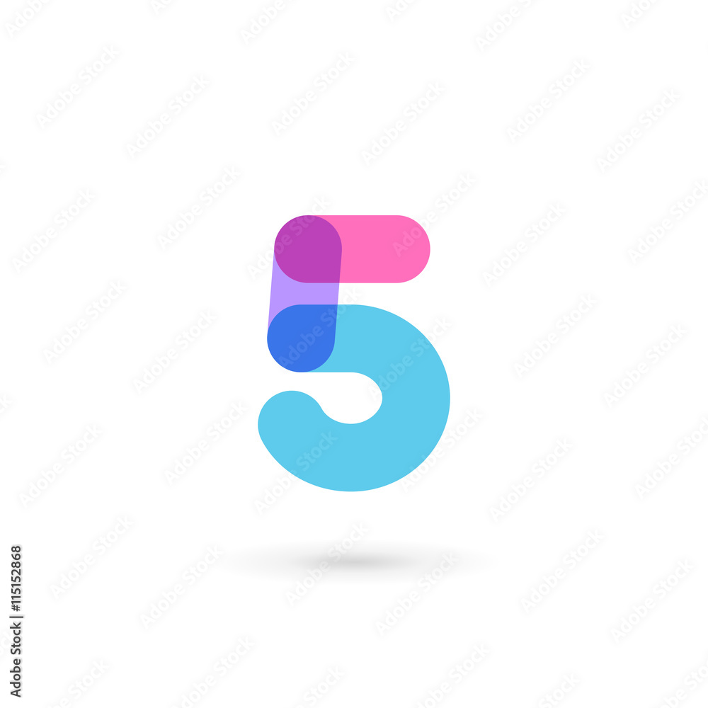 Number 5 logo icon design template elements - obrazy, fototapety, plakaty 