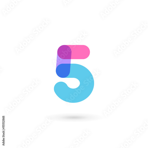 Number 5 logo icon design template elements