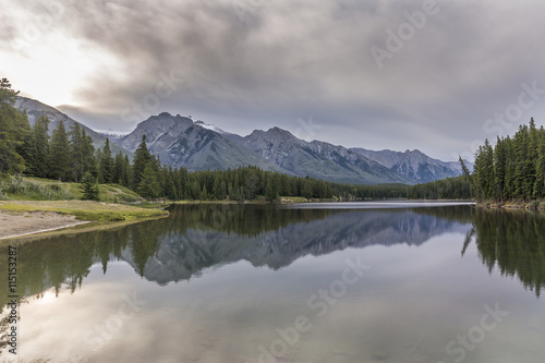 Mountain Lake with Reflection - Banff National Park  Alberta  Canada