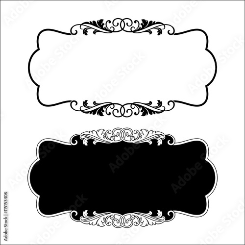  Vector vintage border frame engraving with retro ornament Vecto