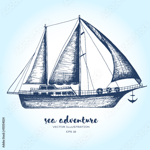 Ship vector design template. sailboat or frigate icon