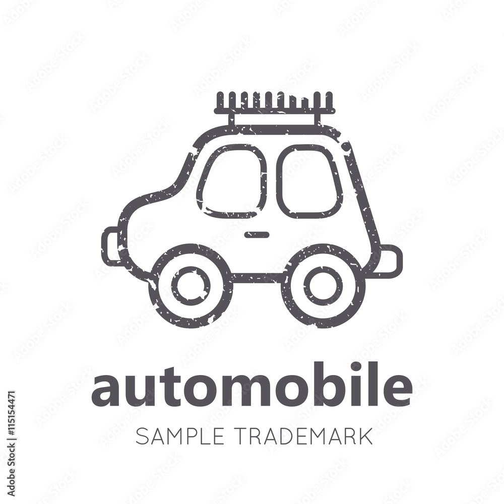 Babyish icon with toy car in flat linear style Babyish icon with toy car in flat linear style