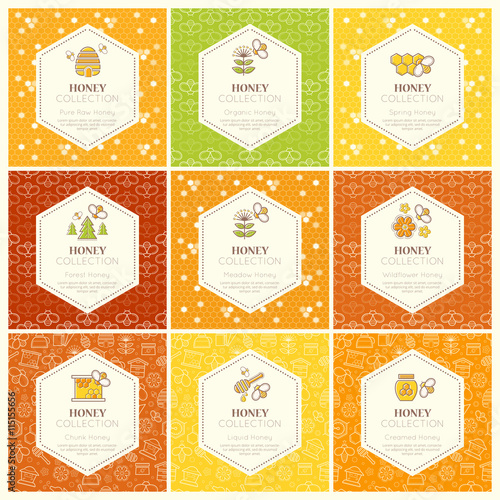 Vector packaging design - natural honey collection