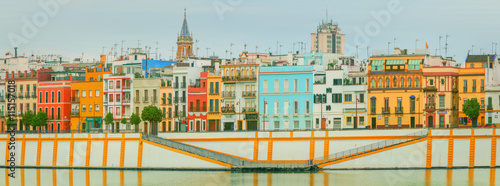 Seville panoramic cityscape with historical buildings, city skyline, Sevilla, Spain
