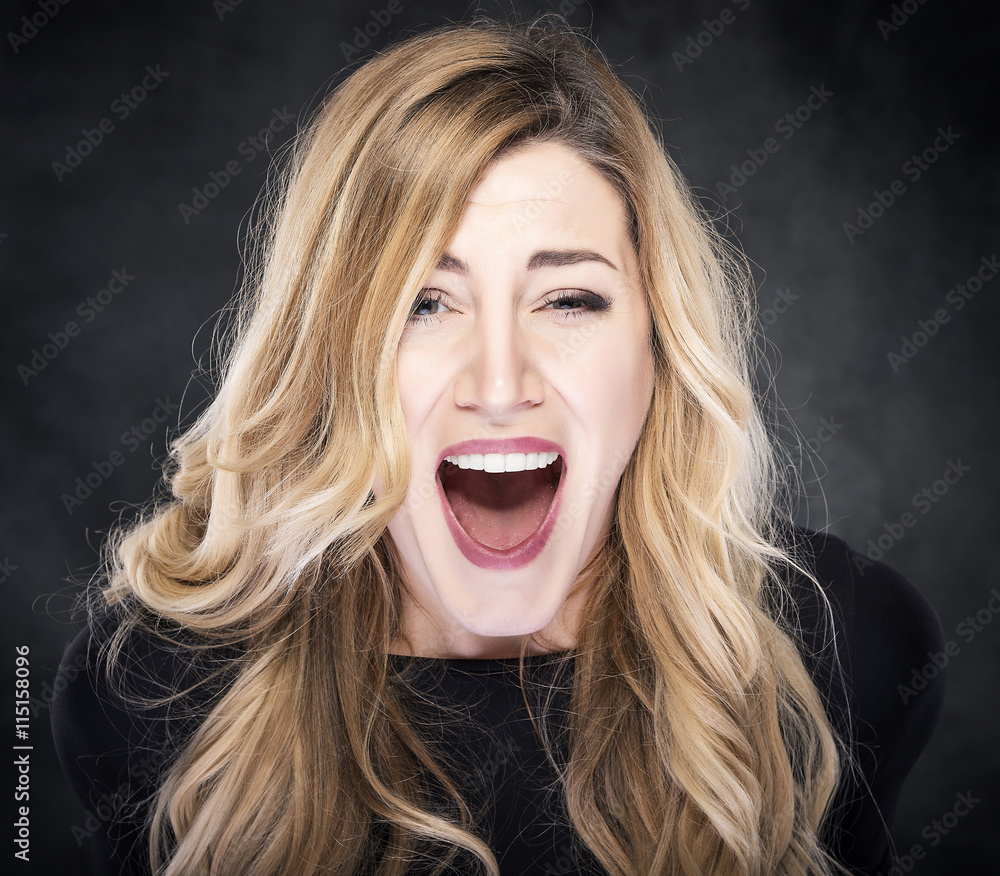 Blond women screaming. Blond women screaming.