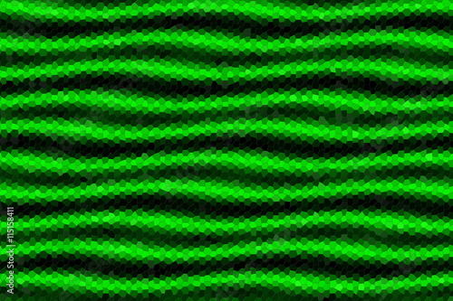 Illustration of green and black mosaic waves