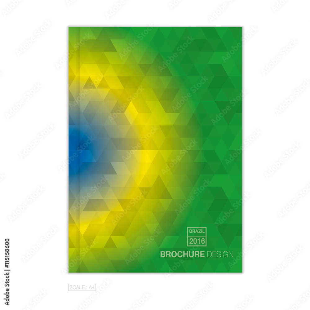Obraz premium Abstract brochure background in colors of Brazil. vector eps10.