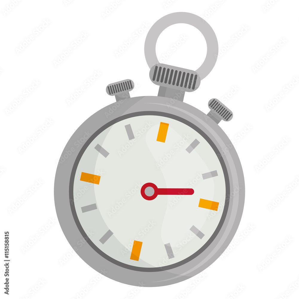 Clock isolated flat icom, time concept graphic design, vector illustration. Clock isolated flat icom, time concept graphic design, vector illustration.