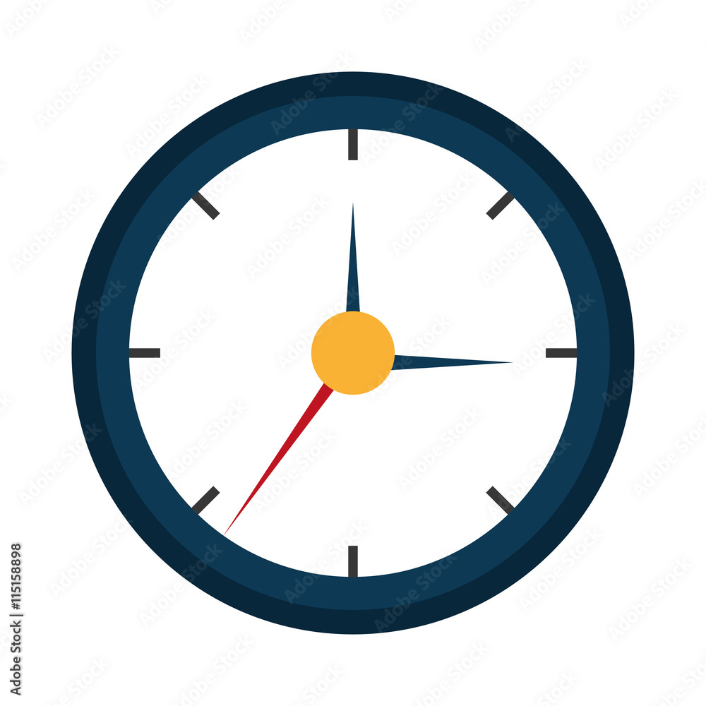 Clock isolated flat icom, time concept graphic design, vector illustration. Clock isolated flat icom, time concept graphic design, vector illustration.