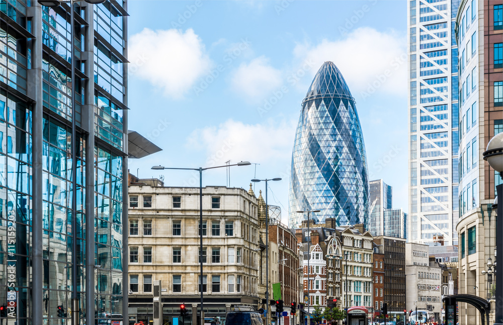Obraz premium City View of London wokół stacji Liverpool Street