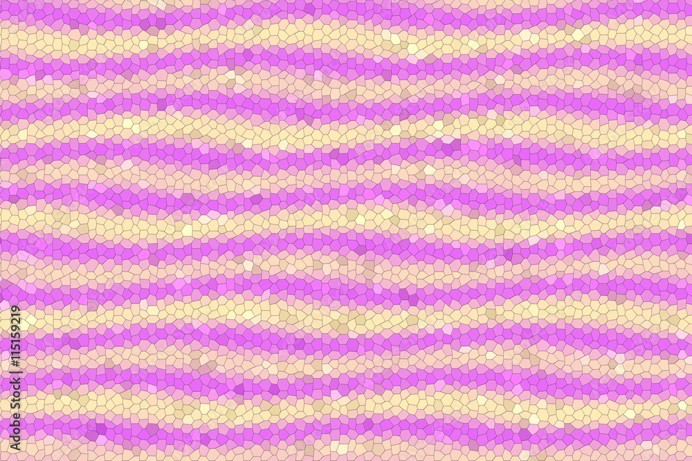 Illustration of pink and vanilla colored mosaic waves