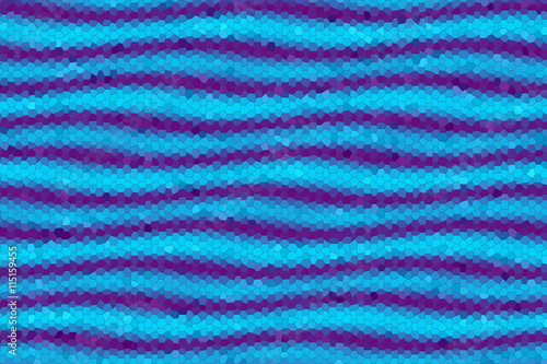 Illustration of cyan and purple mosaic waves