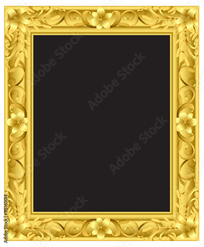 Lily flower gold frame from vector