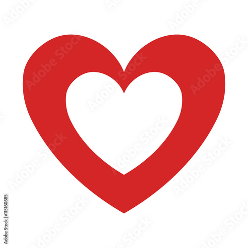 Red heart shape isolated icon, love and feelings design.