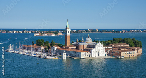Aerial view over St Giorgio in Venice © 4kclips