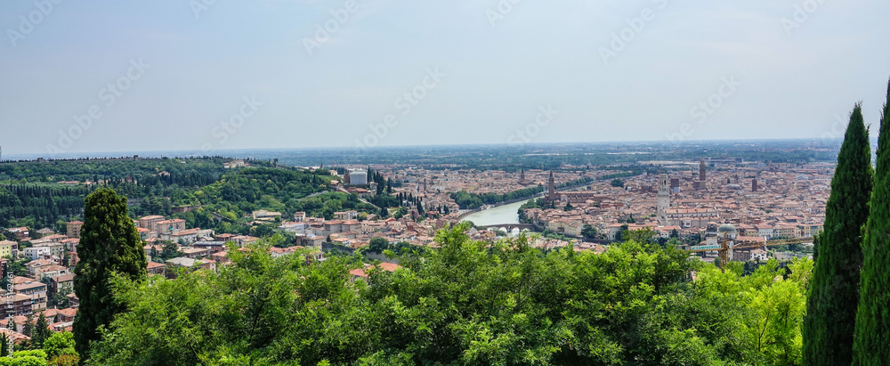 Amazing aerial view over the city of Verona