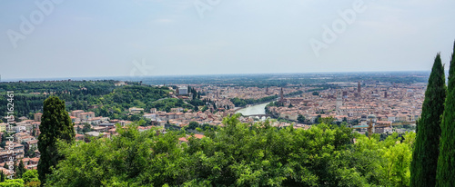 Amazing aerial view over the city of Verona © 4kclips