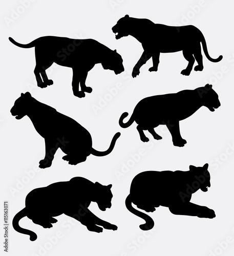 Fototapeta Naklejka Na Ścianę i Meble -  Tiger wild animal silhouette. Good use for symbol, logo, web icon, mascot, game element, sticker design, sign, element, or any design you want. Easy to use.