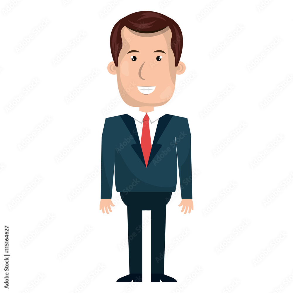 Young businessman with elegant suit cartoon, vector illustration.