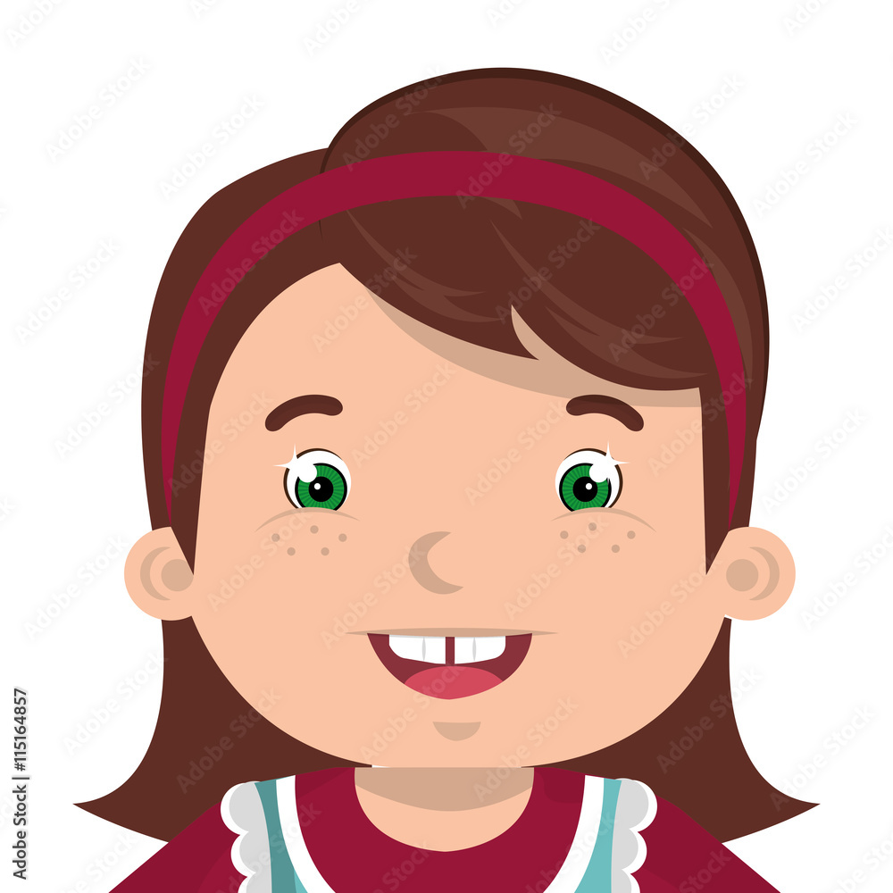 Kid smiling face cartoon, vector illustration graphic design.