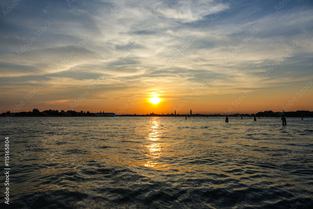 Venice at sunset - wide angle shot