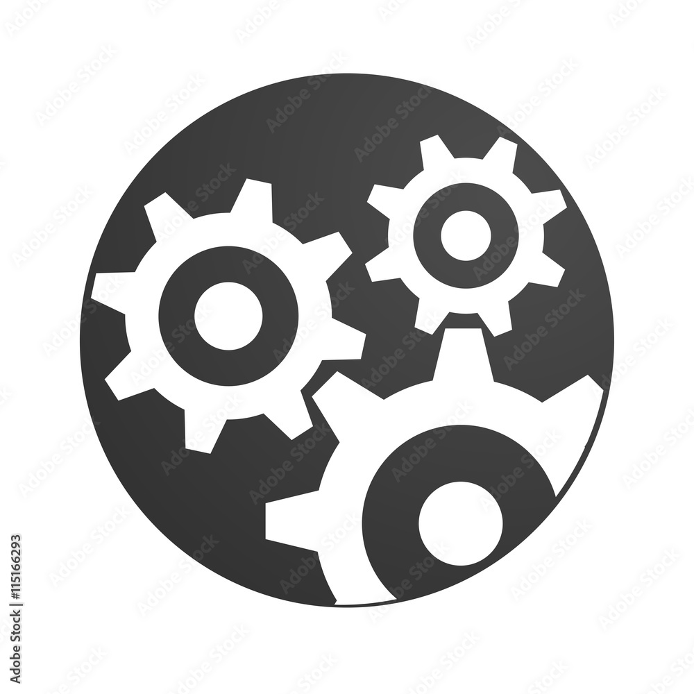 Gear icon in a circle isolated on a white background. Vector illustration. Gear icon in a circle isolated on a white background. Vector illustration.