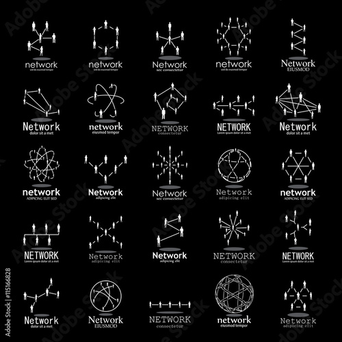 People Network Icons Set - Isolated On Black Background - Vector Illustration, Graphic Design. For Web, Website, Print Materials